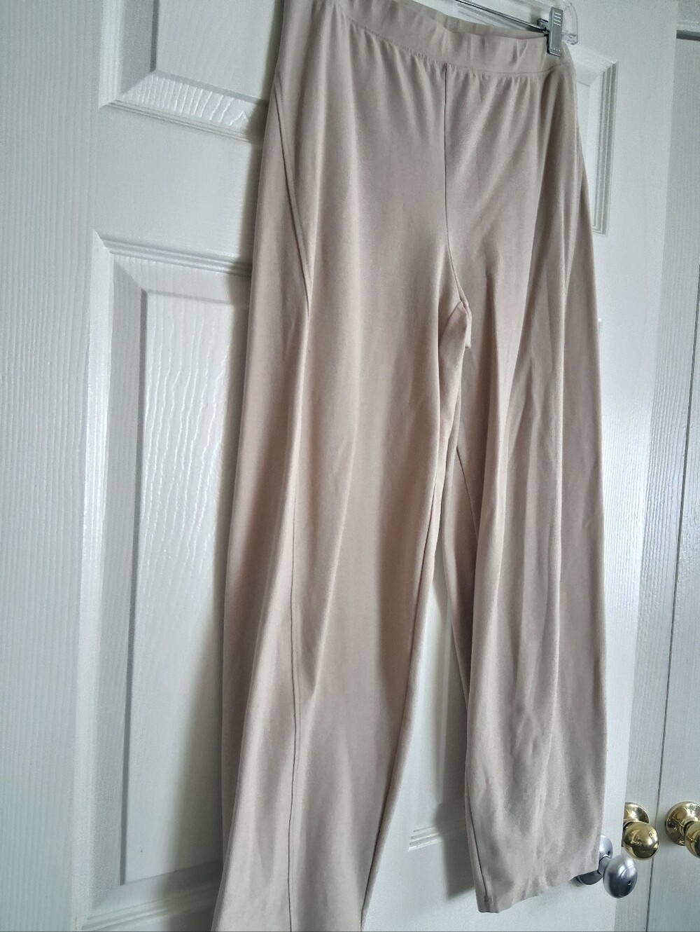 Eileen Fisher Stretch Beige Cropped Crepe Lantern Pull On Pants - Picture 3 of 6